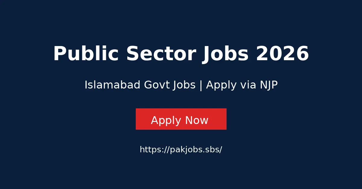 Public Sector Jobs 2026 Islamabad