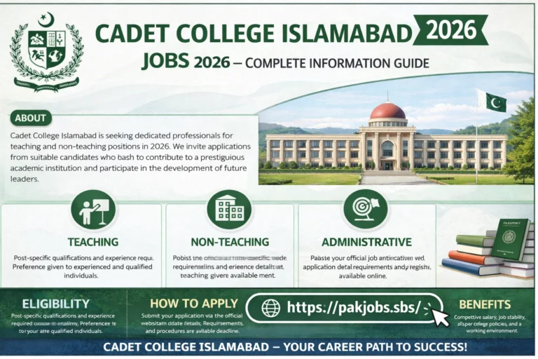 Cadet College Islamabad Jobs 2026